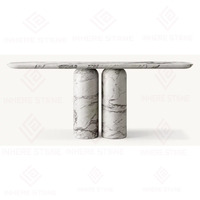 Table console d'entrée en marbre travertin naturel, design moderne, faite à la main, pour couloir, salon, décoration intérieure de maison ou d'hôtel