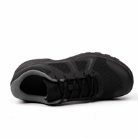 Chaussures tactiques basses noires, empeigne en mesh respirant, fermeture à lacets, semelle extérieure antidérapante MD, légères, pour la randonnée en plein air, pour hommes