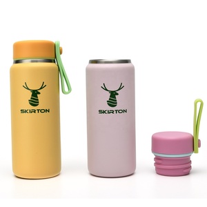 Bouteille isotherme double paroi en acier inoxydable personnalisée pour le camping en plein air, avec poignée et poche, pour enfants - Product Image 1