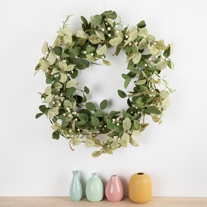 Corona de Eucalipto Artificial CallaFloral, Blanca y Verde, de PVC, para Decoración de Bodas, Varios Tamaños, Decoración del Hogar - Product Image 2