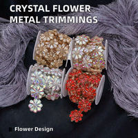 Ruban de strass en verre en forme de fleur à coudre, applique florale en cristal pour robe de femme, accessoires de couture DIY