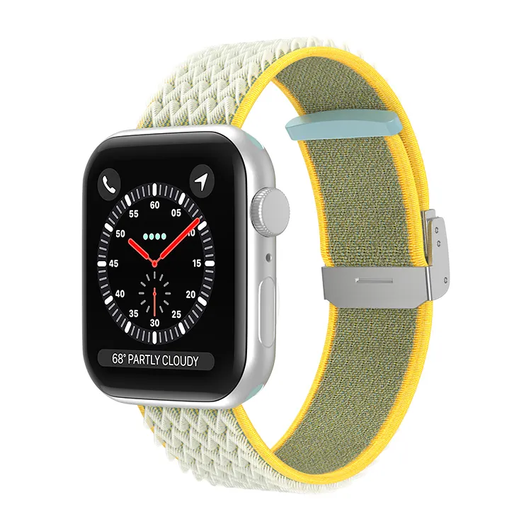 Tali Jam Tangan Cerdas Nilon Gesper Logam Dua Bagian Pola Gelombang untuk Apple Watch Series 7 6 5 4 3 untuk Iwatch