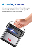 S8 Portable LED DLP Projecteur Android 11 4K 3D 2 + 32GB 450 ANSI Lumen Projecteur Extérieur avec Batterie et Wifi