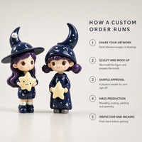 Ensemble de figurines de sorcières chibi kawaii, poupée magique aux cheveux violets, statue sur le thème de la lune et des étoiles, ornement de bureau, objet de collection, décoration de la maison, cadeau