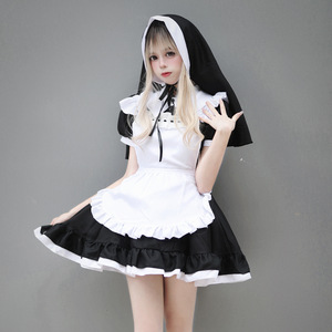 Nun Cosplay Costume Lolita Maid Outfit Black White Dress Anime Role Play Uniform Spring 2023 - Product Image 1