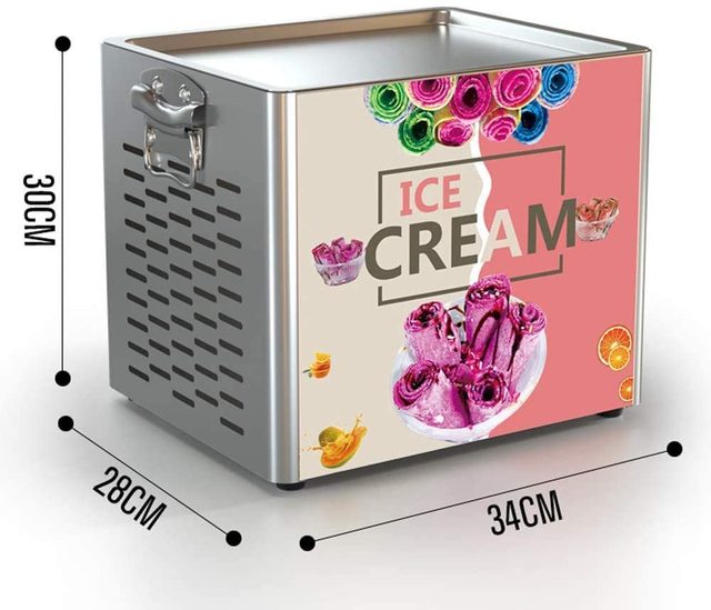 New Commercial Type Mini Melts Balls Ice Cream Rolls Small Fried Home Used Ice Cream Roll Machine 220V Square Shape 1 Year
