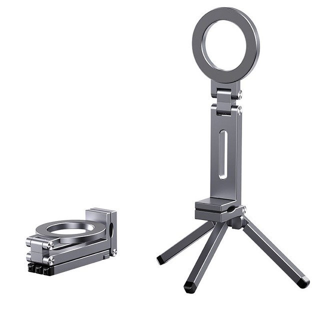 Aluminum Alloy Innovative Tripod Phone Holder Adjustable Tripod Stand Universal 360 Rotating Car Mobile Phone Holder Magnetic