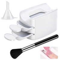 Système de recyclage de poudre à ongles 2-en-1, kit de rangement pour accessoires de poudre à ongles, boîte de rangement pour paillettes et strass avec pinceau