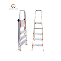 Échelle en aluminium 4/5/6 marches larges pliantes Échelle domestique Échelle d'intérieur portable avec main courante
