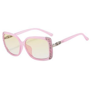 Montures de lunettes de soleil carrées tendance 19142, œil de chat, en matériau PC rose avec verres AC, design ajouré dégradé - Product Image 1