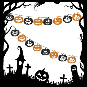 Guirnalda de Papel con Diseño de Calabaza Brillante y Caras de Fantasmas Terroríficas para Halloween, Decoración para Fiestas - Product Image 5