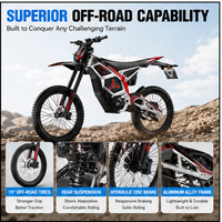 Expédition rapide depuis l'entrepôt américain, moto électrique tout-terrain haute performance 15000W avec moteur central sans balais au lithium, 9 vitesses, 100 km/h, pour adultes