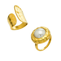 Bague pour femme en tungstène électroplaqué, ornée de perles colorées et de coquillages, de haute qualité, au design de niche européen-américain, tendance Instagram