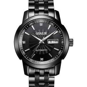Montre de luxe pour homme en acier inoxydable avec mouvement à quartz, cadran en verre design, résistante à l'eau, fonction sport, affichage à aiguilles Haiou - Product Image 1