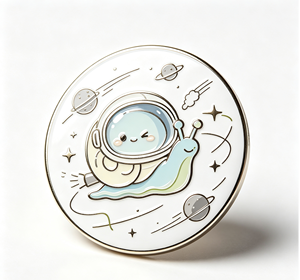 Lindo Pin Redondo de Metal Esmaltado con Diseño de Caracol Espacial, Regalo Decorativo de Dibujos Animados - Product Image 2