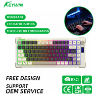 Clavier de jeu filaire USB mini 75 % à LED multicolores personnalisé en usine, clavier de jeu filaire USB OEM à LED RGB mixtes 78 touches