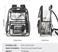 Sac à dos de voyage personnalisé en PVC transparent unisexe étanche 21L de qualité OEM vente en gros avec étui à crayons pour les écoliers