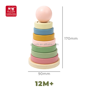 Blocs de jeu éducatifs Montessori en bois tour irisée sûre pour bébé <span class=keywords><strong>pont</strong></span> arc-en-ciel jouets empilables - Product Image 6
