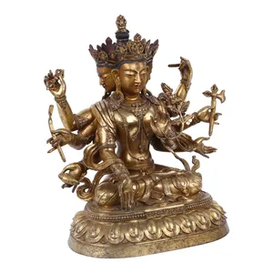 Boyalı dini buda heykeli Worships aile muska tibet yeşil Tara Bodhisattva heykeli buda