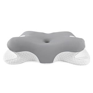 Oreiller en mousse à mémoire de forme en forme de papillon, fermeté moyenne, soutien du cou, oreiller cervical pour le sommeil, usage domestique, gris et blanc - Product Image 1