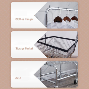 Butler giỏ hàng thương mại giặt Hamper Giỏ Trắng lăn bánh xe với Treo giá vật liệu kim loại cho quần áo cho phòng tắm sử dụng - Product Image 5