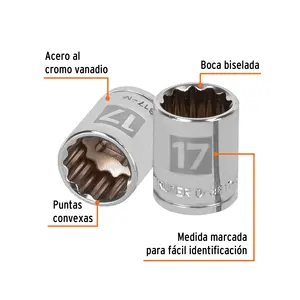BOX 6 Douille 17 mm, 12 points, entraînement 3/8 po, TRUPER - Product Image 2