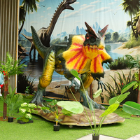 LONGTU Amusement Jurassic Theme Park Dino World Statues de dinosaures animatroniques grandeur nature Dilophosaurus réaliste