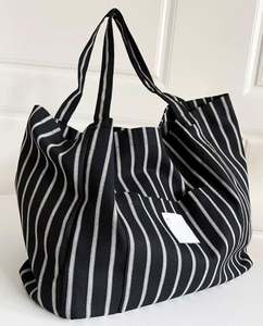 Sacs à Provisions en Toile Personnalisés Sacs en Lin à Rayures avec Poche Vente en Gros - Product Image 5