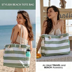 Bolsa de playa grande impermeable con cremallera para mujer, bolsa de <span class=keywords><strong>piscina</strong></span> a prueba de arena, plegable, ligera, para viajes de verano, bolsa de hombro - Product Image 5