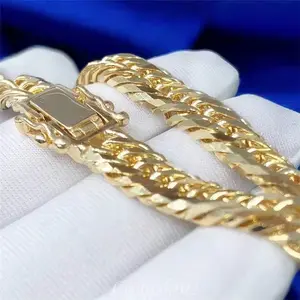 Hip Hop Jewelry Hot Selling Real 18K Solid Gold Chunky Cuban Link Bracelet For Men
