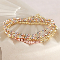 Nouveau bracelet élastique tendance européen et américain, perles en cuivre colorées, texture de perles carrées facettées, bijoux polyvalents pour femmes