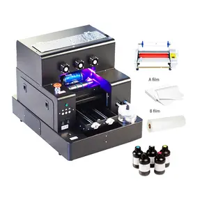 A4 UV mit Lack UV DTF Drucker mit kostenloser Software dtf Film dtf Tinte zum Drucken Flaschen stift Telefon hülle a4 UV Flach bett drucker