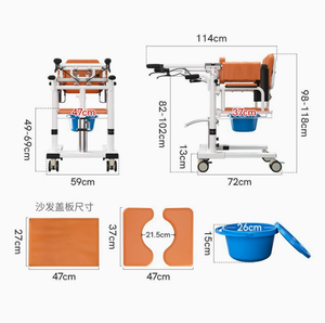 Chaise de transfert hydraulique multifonctionnelle pour patients, chaise élévatrice 4-en-1 pour personnes âgées avec fonction toilettes et <span class=keywords><strong>table</strong></span> à manger, appareil pour personnes handicapées - Product Image 4