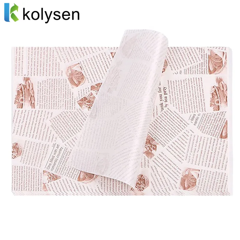 Food grade greaseproof paper high quality 40gsm burger paper custom printed wrapping paper for burger