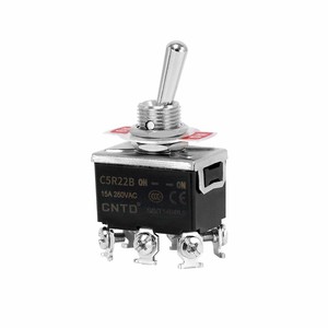 Interruptor de Palanca CNTD Changde C522B C5R22B de 6 Pines y 2 Posiciones, Autoblocante, de Reinicio, 15A, Doble, de Plástico y Metal para Equipos Eléctricos - Product Image 5