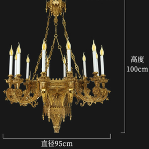 Cuivre Obélisque Base Lustre Lumières Décoration Villa Salon Suspendu Lumière Hall Sacrificiel Autel Pendentif Lampe - Product Image 6