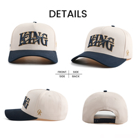 Gorra de Béisbol de 5 Paneles al por Mayor, Gorras con Letras Personalizadas, Logotipo Bordado en 3D, Gorra de Béisbol de Dos Tonos con Cierre a Presión para Hombre