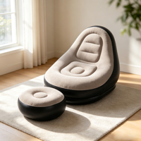 Fauteuil gonflable relaxant en PVC floqué respirant, pliable avec repose-pieds, pour la sieste