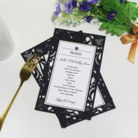 Elegante Menú de Boda con Corte Láser, Tarjeta de Programación para 50 Cumpleaños, Cronograma, Invitación de Boda
