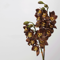 Orchidée Cymbidium Vintage pour Mariage - 8 Têtes de Fleurs Artificielles en Latex au Toucher Réel pour la Décoration d'Automne à la Maison