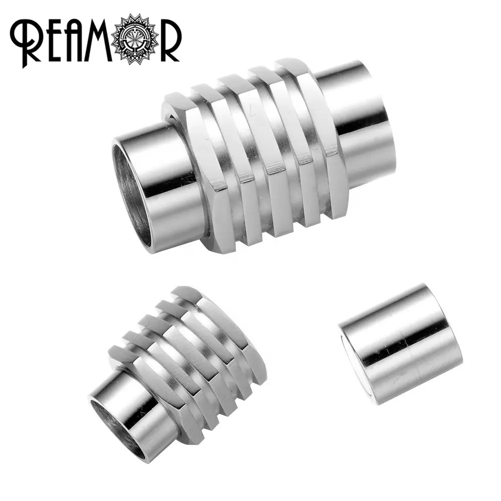 REAMOR Acier inoxydable 316l Métal 8mm 6mm Boucle magnétique Connecteurs Charms Fit Bracelet en cuir Fermoir magnétique Résultats de bijoux