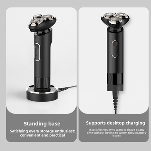 Electric Rechargeable Shaver for Men IPX6 Waterproof Wet Dry Mens Shaving 4D Floating <b>Head</b> Charging Base Rotary <b>Razor</b> - Product Image 3