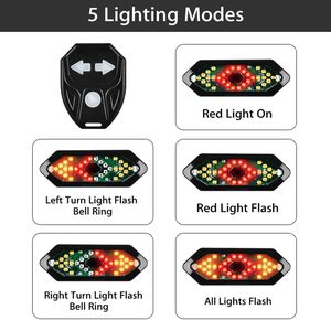 En Control remoto inalámbrico LED bicicleta luz trasera USB recargable impermeable advertencia de seguridad bicicleta Luz de señal de giro - Product Image 3
