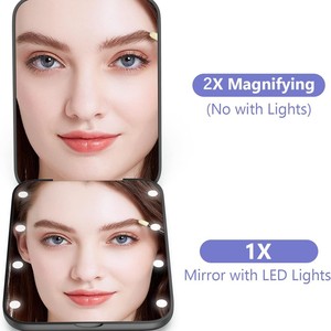 Pocket <strong>Mirror</strong> 1X 2X Magnification LED Compact Travel <strong>Makeup</strong> <strong>Mirror</strong> with <strong>Light</strong> Double-sided Foldable Mini Illuminated <strong>Mirror</strong> - Product Image 3