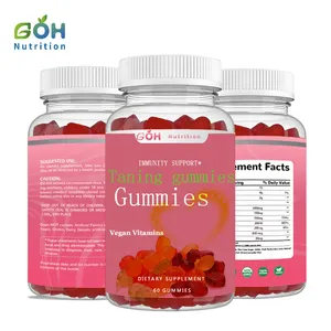 GOH tedarik özel etiket aktif Vegan bronzlaşma Gummies C vitamini çinko cilt kadınlar/adam Tan Gummies