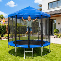 Trampolín Infantil Fácil de Montar para Exteriores con Toldo y Red de Seguridad, Trampolín Divertido para Hacer Ejercicio en el Patio Trasero para Niños de 6 a 12 Pies