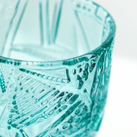 Verres à vin en verre turquoise durables et écologiques avec gaufrage géométrique, faits à la main, capacité de 320 ml, pour les fêtes