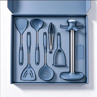 Lot de 7 ustensiles de cuisine avec support de rangement, outils de cuisson multifonctionnels pour la maison, avec boîte personnalisable en couleur
