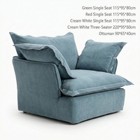Fauteuil de salon individuel style décontracté, fauteuil surdimensionné en forme de nuage avec coussins doux à biais, revêtement en tissu, chaise-canapé
