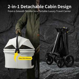 Kereta Hewan Peliharaan Lipat 4 Roda dari Bahan Logam Mewah dengan Tombol Satu Sentuhan yang Praktis untuk Anjing dan Anjing Kecil - Product Image 2